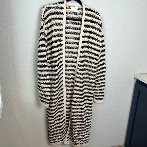 NWOT Anthropologie Maeve Lana Striped Longline Cardigan Cream Casual Medium - Picture 3 of 13